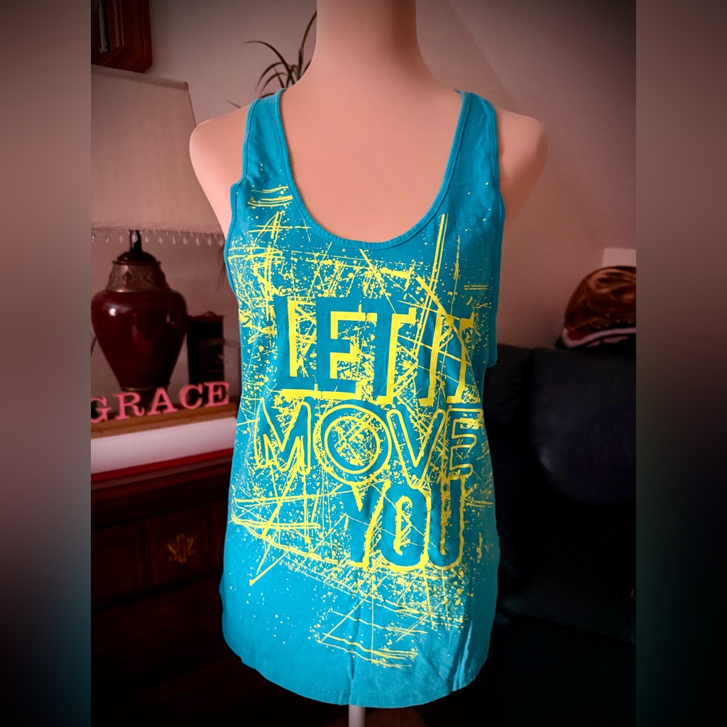 Zumba Fitness Blue And Yellow Graphic Tunic Top